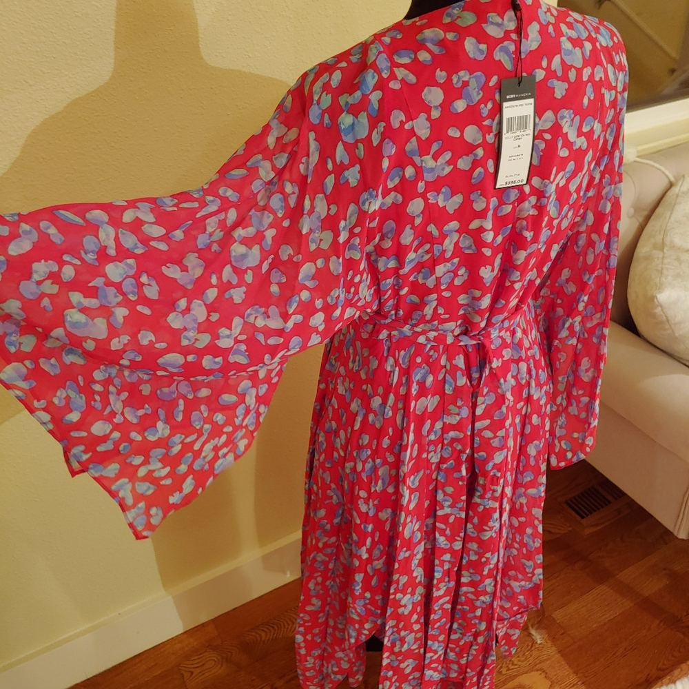 BCBGMAXAZRIA Deep-Neck Silk Gown - Picture 5 of 7